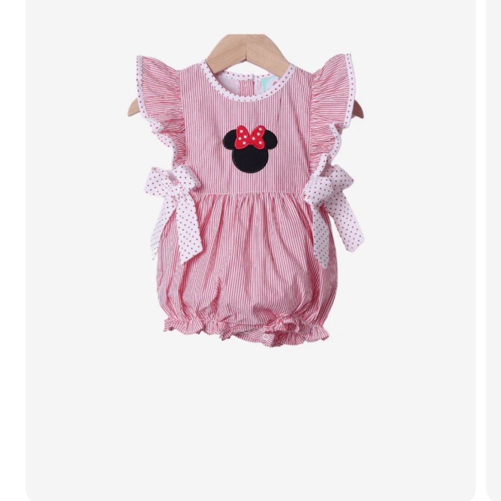 Pink Striped Mouse Applique Diaper Cover